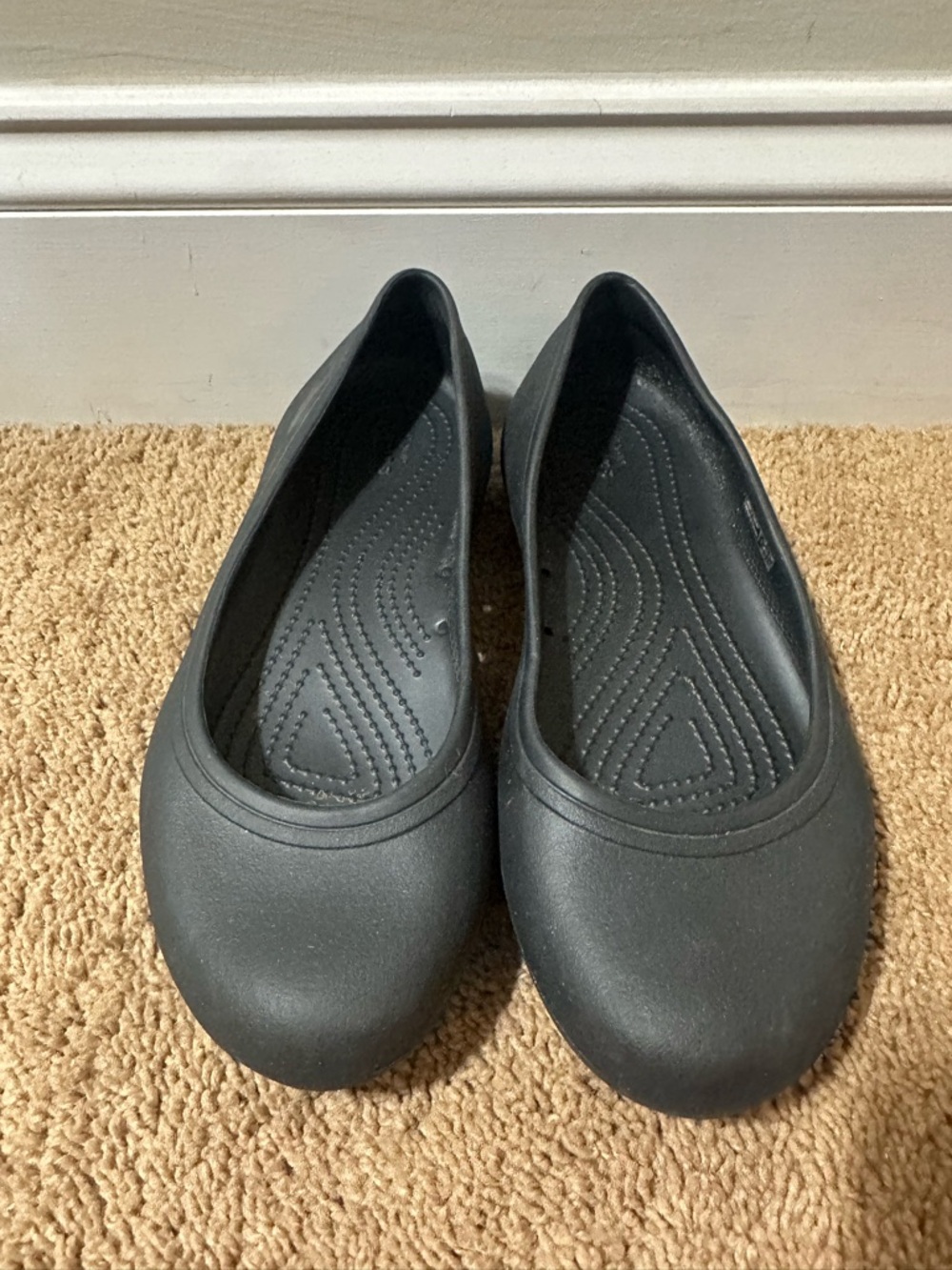 Crocs Black At Work Iconic Comfort Slip Resistant Ballet Flats Shoes W 8